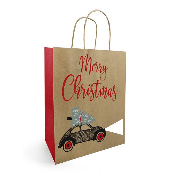 Sac en papier avec cordon NOËL 18x08x22cm Drive RG 50 pièces