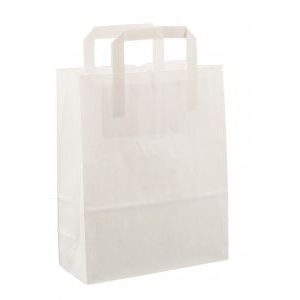Papieren tas 22x10x28cm 400st wit gebleekt kraft