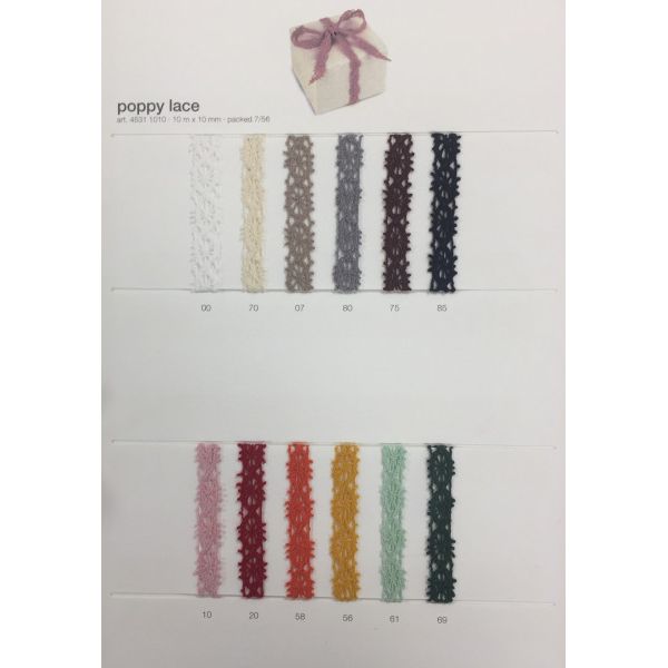 Poppy lace 10m x 10mm zwart