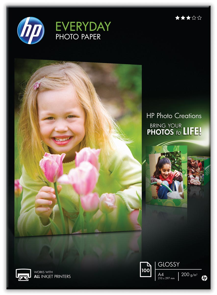 HP - Everyday fotopapier ft A4, 200 g, pak van 100 vel, glanzend