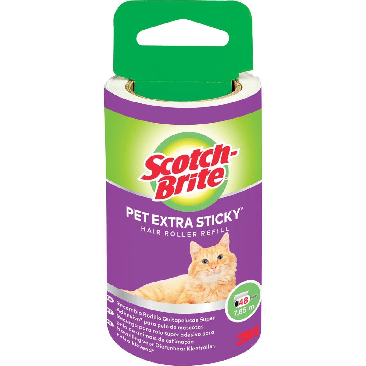 Scotch Brite - Recharge pour rouleau anti-peluches Brite, adhésif supplémentaire pour poils d'animaux, 48 feuilles