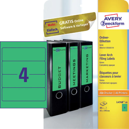 Rugetiket Avery breed 61x192mm zelfklevend groen
