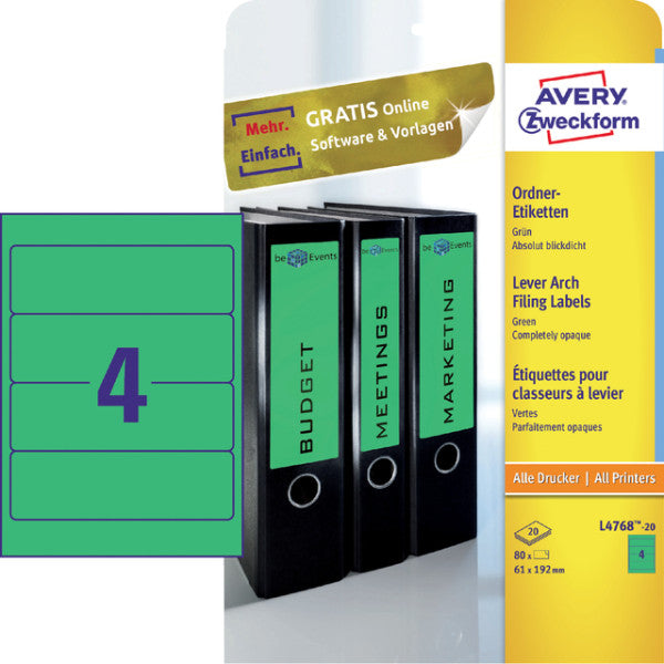 Rugetiket Avery breed 61x192mm zelfklevend groen