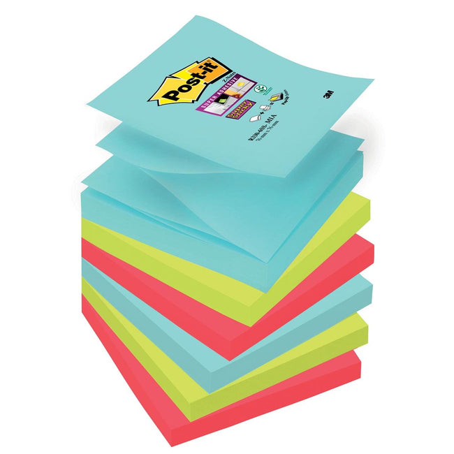 Post-it Super Sticky - Super Sticky Z-notes Cosmic, 90 feuilles, pi 76 x 76 mm, paquet de 6 blocs