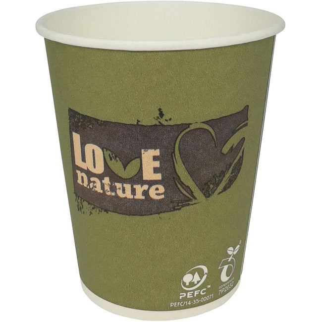 Klika - Gobelet Love Nature, en carton, 150ml, paquet de 100 pièces