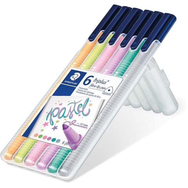 Staedtler - Filzstift Triplus Color, verstellbare Box mit 6 Pastellfarben