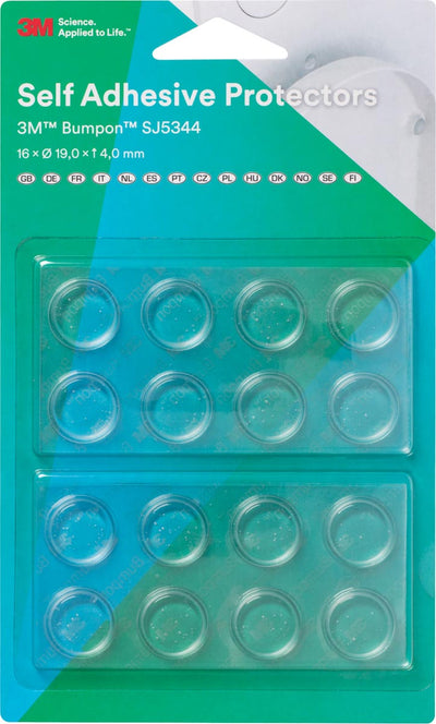 3M - capuchons anti-heurt autocollants Bumpon, transparent, blister de 16 pièces
