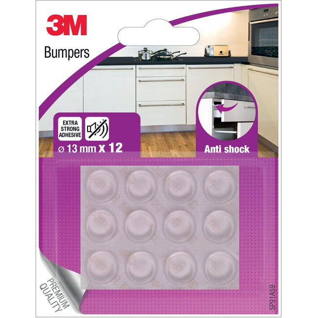 3M - Pare-chocs, Anti choc, 13 mm, blister de 12 pièces