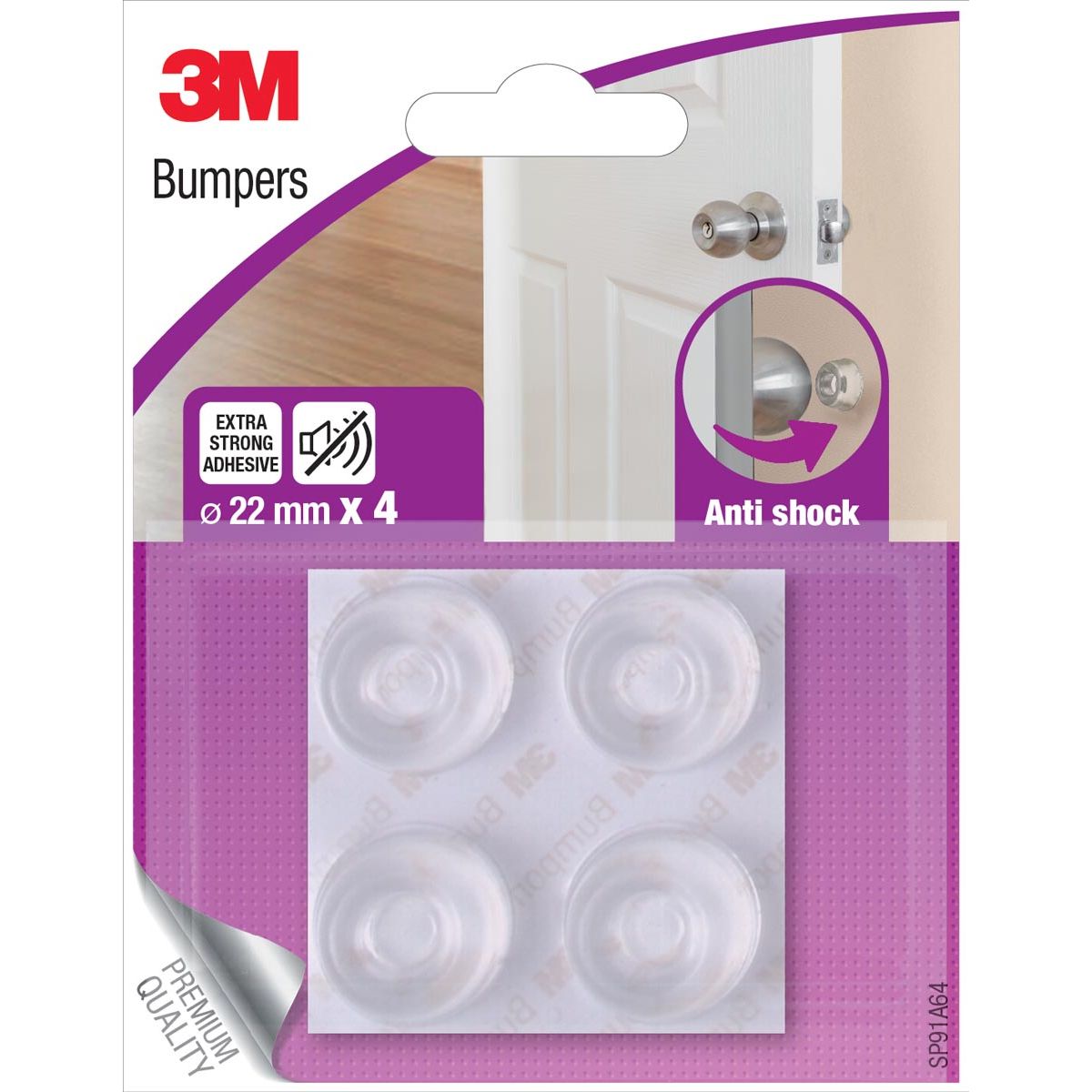3M - Pare-chocs, Anti choc, 22 mm, blister de 4 pièces