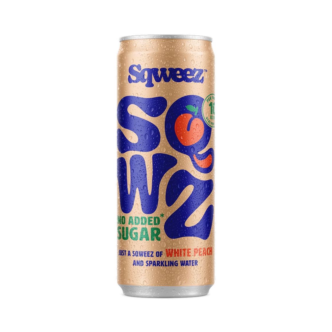 SQWZ - boisson gazeuse Pêche Blanche BIO, canette 25 cl, paquet de 12