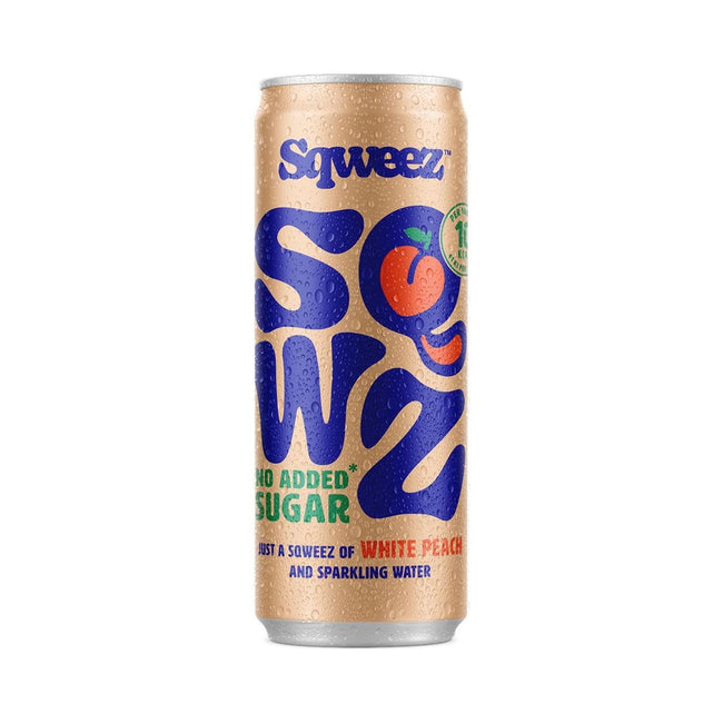 SQWZ - SQWZ frisdrank White Peach BIO, blikje van 25 cl, pak van 12 stuks