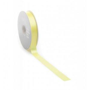 Satijnlint PREMIUM Double face 25mm x 25 meter licht geel