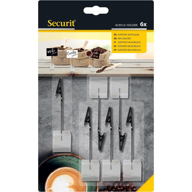 Securit - Etikettenhalter aus Acryl, Blister mit 6 Stück