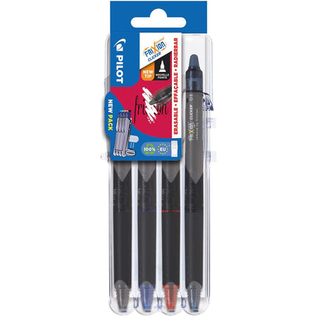 Pilot - roller rétractable FriXion Point Clicker 05 2 Go, pointe fine, blister de 4 pièces