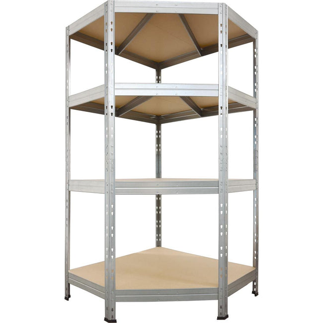 AR SHELVING - Rayonnage d'angle Rivet, pi 180 x 90 x 90 x 45 cm, 4 étagères HDF, galvanisé