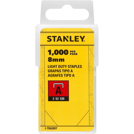 Stanley - agrafes type A, 8 mm, boîte de 1 000 agrafes