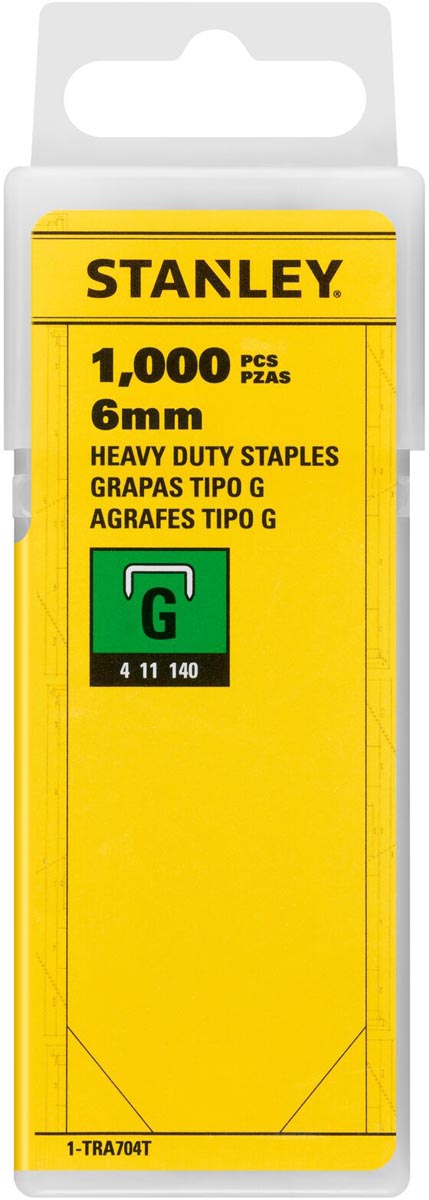 Stanley -  nietjes type G, 6 mm, doos van 1.000 nietjes