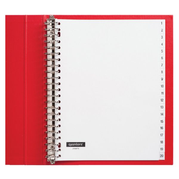 Quantore - Onglets 23 trous 1-20 numérotés blanc PP | 10 pièces