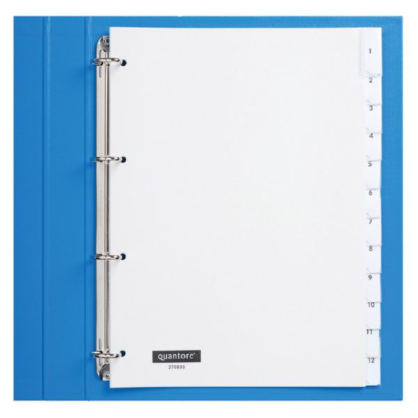 Quantore - Onglets 4 trous 12 pièces avec fenêtre PP blanc