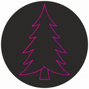 Timmers - Étiquette de sac / Autocollant Noël : 'Sapin de Noël' 90mm noir mat avec ..