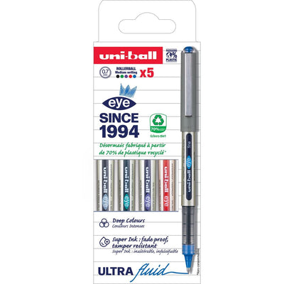Uni-ball - Stylo roller Eye UB157 moyen assorti 5 pièces
