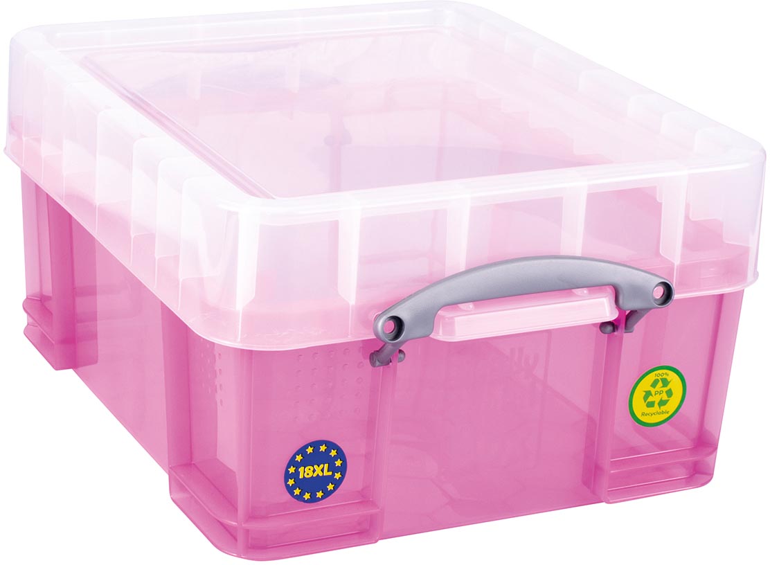 Really Useful Box -  Box opbergdoos 18 liter XL, transparant roze