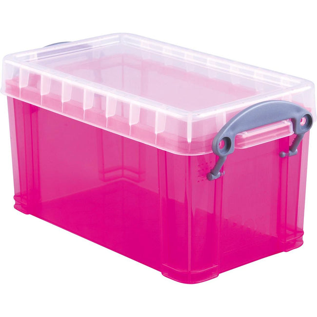 Really Useful Box - Boîte de rangement Box 2,1 litres, rose transparent