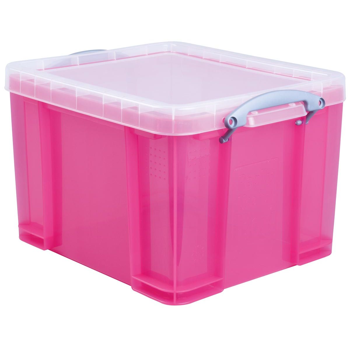 Really Useful Box - Box Aufbewahrungsbox 35 Liter, transparent, leuchtend rosa