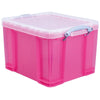 Really Useful Box - Box Aufbewahrungsbox 35 Liter, transparent, leuchtend rosa
