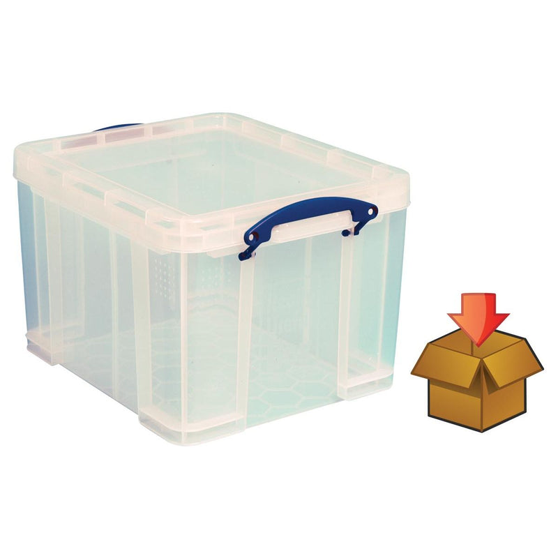 Really Useful Box - Carton 35 litres, transparent, emballé individuellement dans du carton