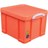 Really Useful Box – Box Aufbewahrungsbox 35 Liter, neonorange mit weißen Griffen