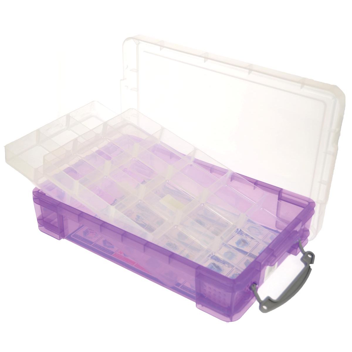 Really Useful Box -  Box opbergdoos 4 liter met 2 dividers, transparant paars