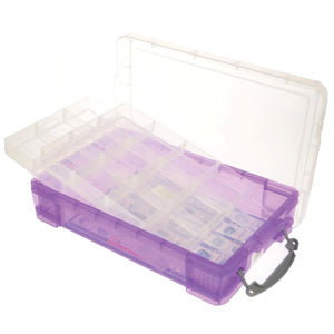 Really Useful Box -  Box opbergdoos 4 liter met 2 dividers, transparant paars