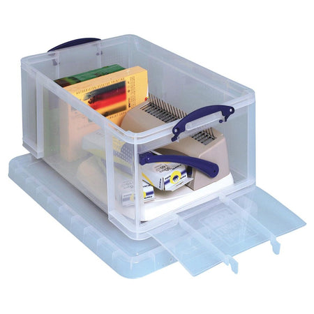 Really Useful Box - Box boîte de rangement 64 litres avec ouverture frontale, transparente