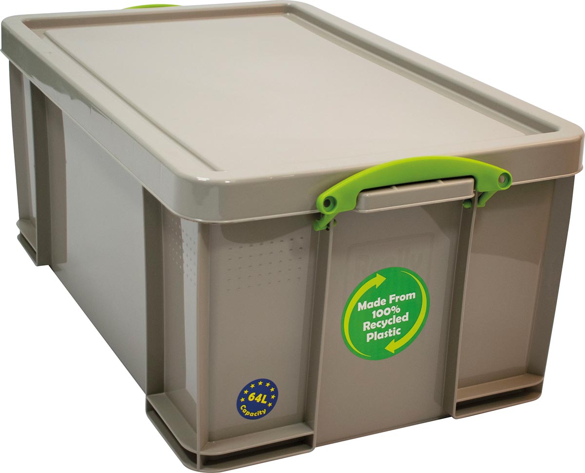 Really Useful Box - Box Aufbewahrungsbox 64 Liter, recycelt, grau