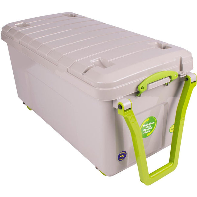 Really Useful Box - Box mallette de rangement sur roulettes 64 l, gris