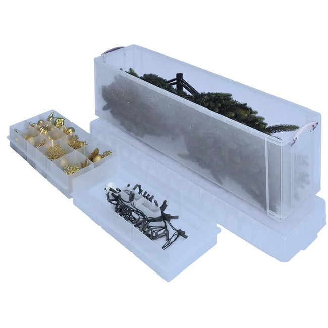 Really Useful Box - Boîte de rangement Box 77 litres avec 2 séparateurs, transparente