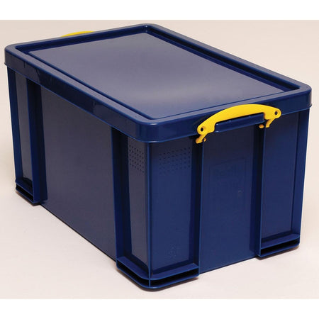 Really Useful Box -  Box opbergdoos 84 liter, donkerblauw met gele handvaten