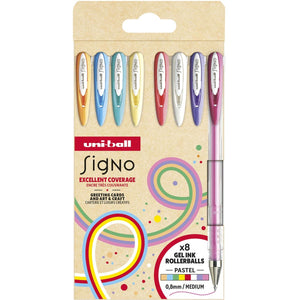 Uni-ball - roller Signo count, pointe moyenne, couleurs assorties, caisse de 8 pièces