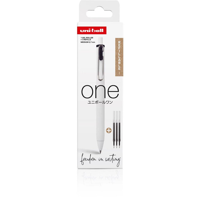 Uni-ball -  ONE gelroller 0,7 mm zwart, 1 roller + 3 vullingen