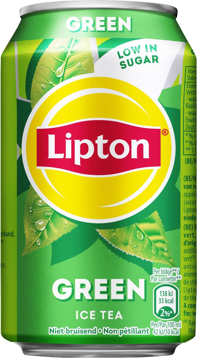 Lipton Ice Tea - Ice Tea Boisson gazeuse verte, non pétillante, canette 33 cl, paquet de 24