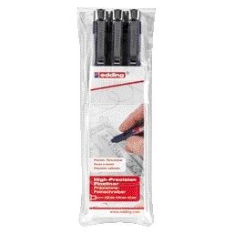 Edding - Fineliner 1800 0,25 mm 0,35 mm 0,5 mm noir lot de 3 pièces