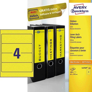 Avery Zweckform -  Rugetiket avery breed 61x192mm zelfklevend geel