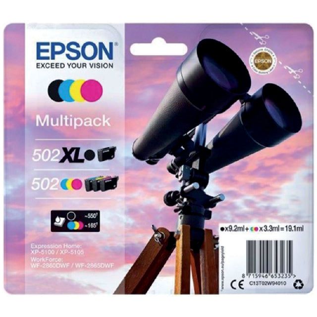 Epson - Tintenpatrone Epson 502XL 502 T02W9 Schwarz + 3 kl