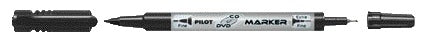 Pilot - Marqueur CD twin fin et extra fin noir | 12 pièces