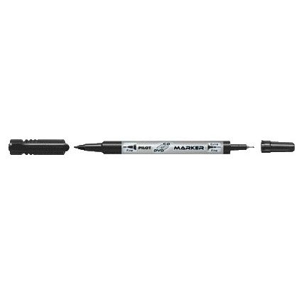 Pilot - Marqueur CD twin fin et extra fin noir | 12 pièces