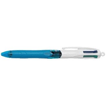 Bic - Stylo à bille 4 couleurs grip moyen bleu clair | 12 pièces