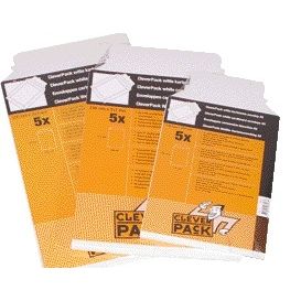 CleverPack - Enveloppe carton A4 240x315mm blanc pack de 5 pièces