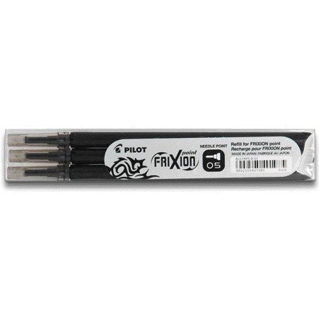 Pilot - Recharge pour stylo roller friXion fine noir, lot de 3 pièces