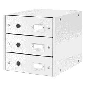 Leitz - Commode WOW Click Store 3 tiroirs en carton recyclé blanc